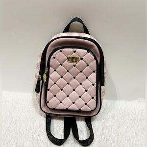 Luv Betsey Johnson Quilted/ Pink/Black Hearts Mini Backpack